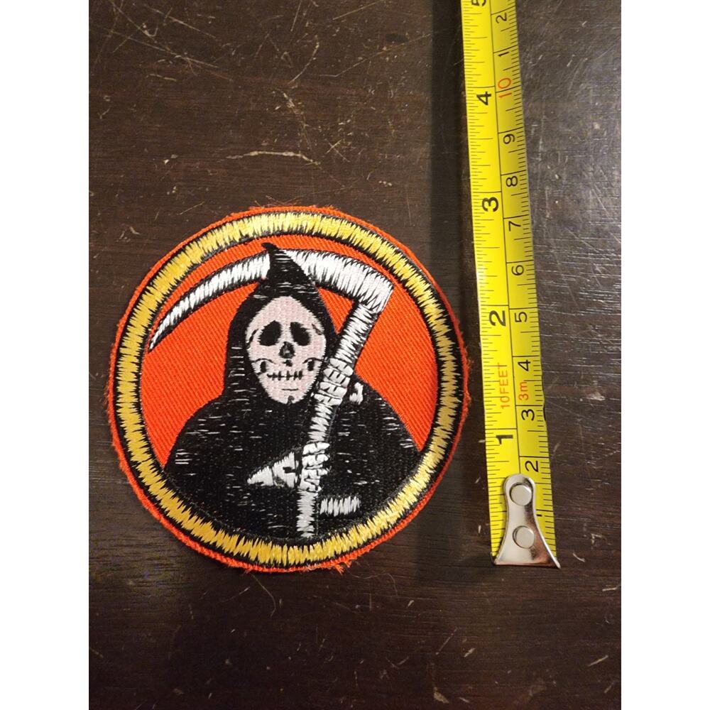 Vintage N-511 Grim Reaper Round Iron‎ On Patch 3"